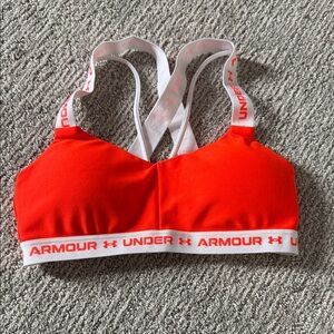 Under Armour Bright orange Sports Bra with White Logo Band